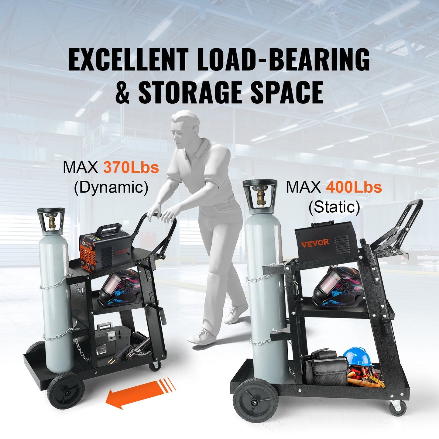 Heavy-Duty 3-Tier Welding Cart with 180 kg Capacity and Swivel Wheels