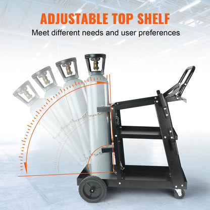 Heavy-Duty 3-Tier Welding Cart with 180 kg Capacity and Swivel Wheels