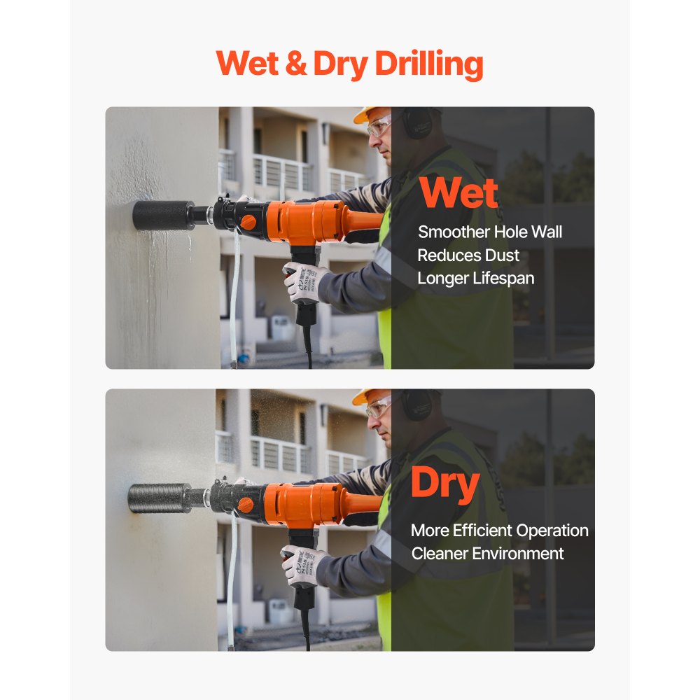 VEVOR Diamond Core Drill Machine Handheld Concrete Core Drill Rig 200 mm 1500W