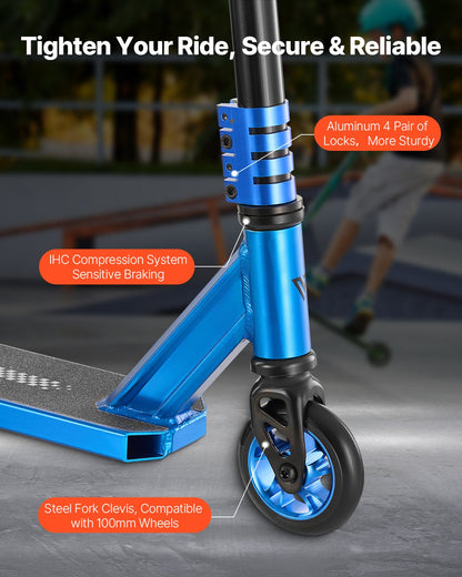 Stunt Scooter, Pro Complete Trick Scooters for Kids Ages 9-11 Years, Teens, Adults, Boys, and Girls, Freestyle Street Rider for Intermediate and Beginner, Double Layer Lightweight Aluminum Deck