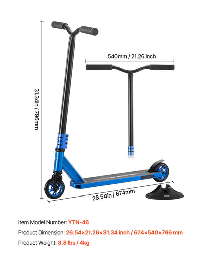 Stunt Scooter, Pro Complete Trick Scooters for Kids Ages 9-11 Years, Teens, Adults, Boys, and Girls, Freestyle Street Rider for Intermediate and Beginner, Double Layer Lightweight Aluminum Deck