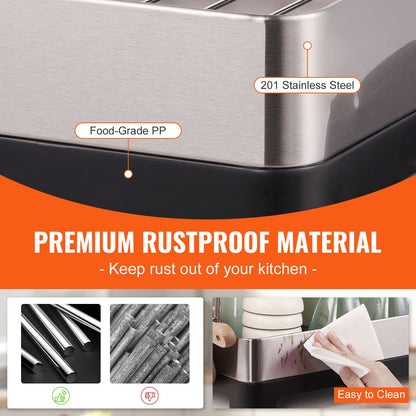 VEVOR Dish Drying Rack, 2 Tier Large Capacity Dish Drainers, Rustproof Stainless