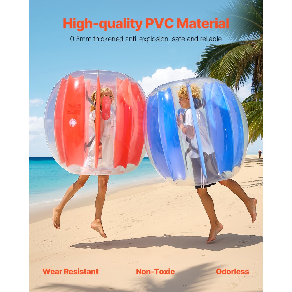VEVOR 2-Pack 4FT/1.2M Inflatable Bumper Balls PVC Body Sumo Zorb Ball Outdoor