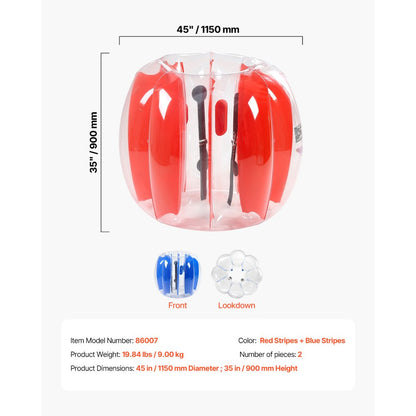 VEVOR 2-Pack 4FT/1.2M Inflatable Bumper Balls PVC Body Sumo Zorb Ball Outdoor