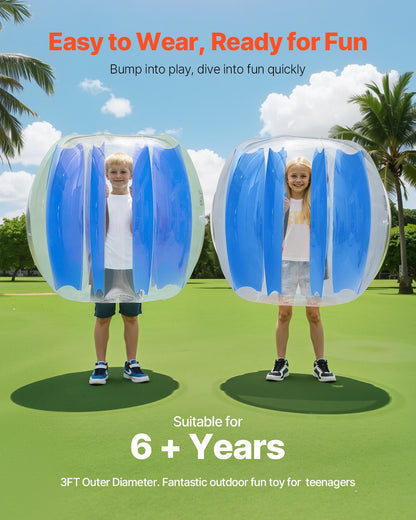 Inflatable Bumper Balls 2-Pack, 3FT/0.9M Body Sumo Zorb Ball, Durable Thick PVC Human Hamster Bubble Knocker for Outdoor Team Gaming Play, Bopper Toy for Playground Yard Park, Blue Stripes