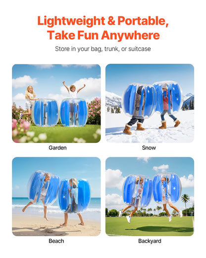 Inflatable Bumper Balls 2-Pack, 3FT/0.9M Body Sumo Zorb Ball, Durable Thick PVC Human Hamster Bubble Knocker for Outdoor Team Gaming Play, Bopper Toy for Playground Yard Park, Blue Stripes