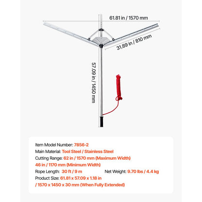 Lake Weed Cutter Pond Aquatic Plant Cutting Tool with 1.57 m Max Cut Width