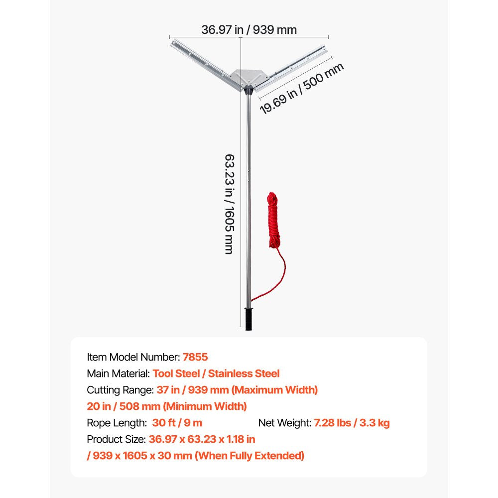 Lake Weed Cutter Pond Aquatic Plant Cutting Tool with 0.94 m Max Cut Width