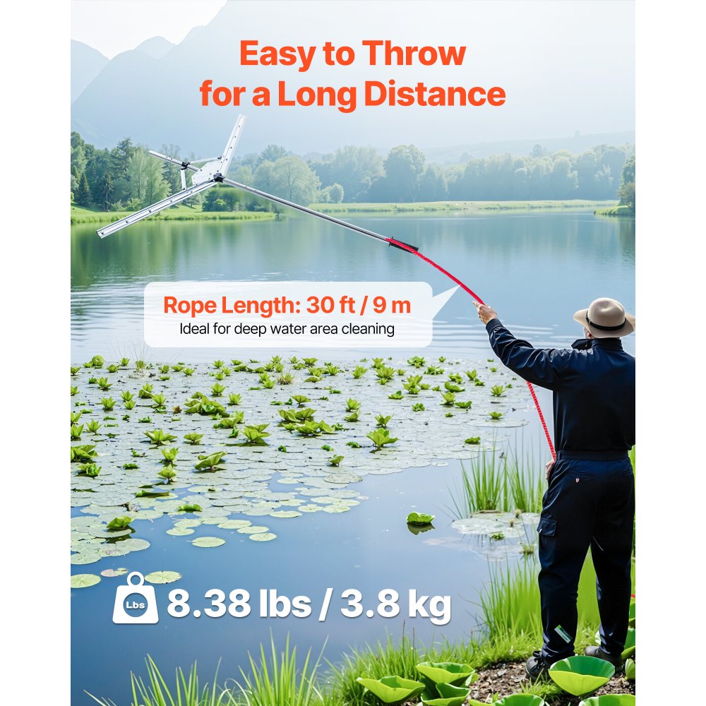 Lake Weed Cutter Pond Aquatic Plant Cutting Tool with 1.21 m Max Cut Width