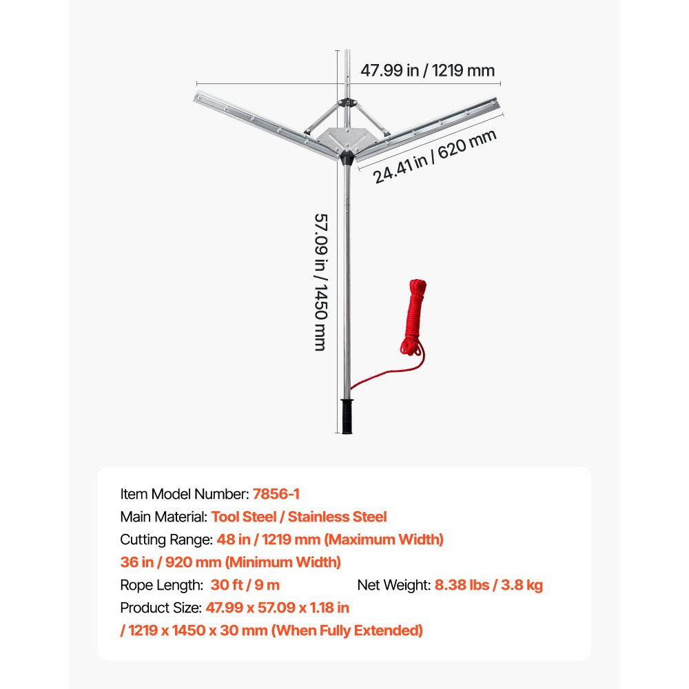 Lake Weed Cutter Pond Aquatic Plant Cutting Tool with 1.21 m Max Cut Width