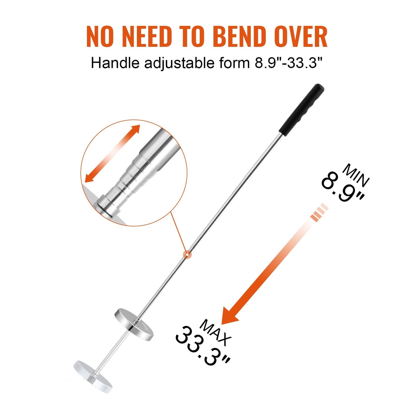Telescoping Magnetic Sweeper Tool with 15.9 kg Capacity, 0.21-0.85 m Handle
