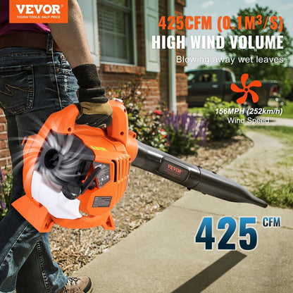 26CC 2-Cycle Handheld Gas Leaf Blower, 425CFM, 156MPH, Lightweight & Portable