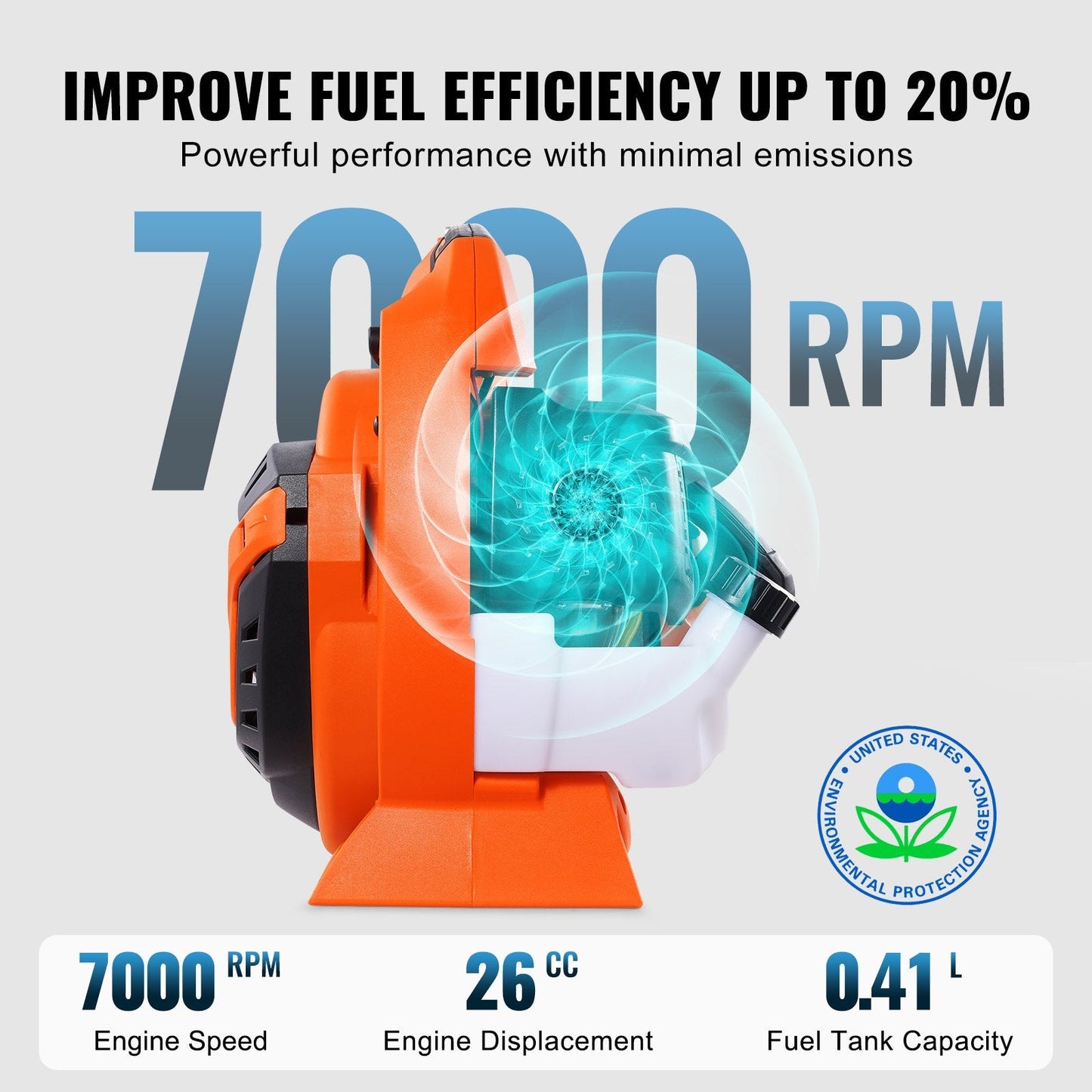 26CC 2-Cycle Handheld Gas Leaf Blower, 425CFM, 156MPH, Lightweight & Portable