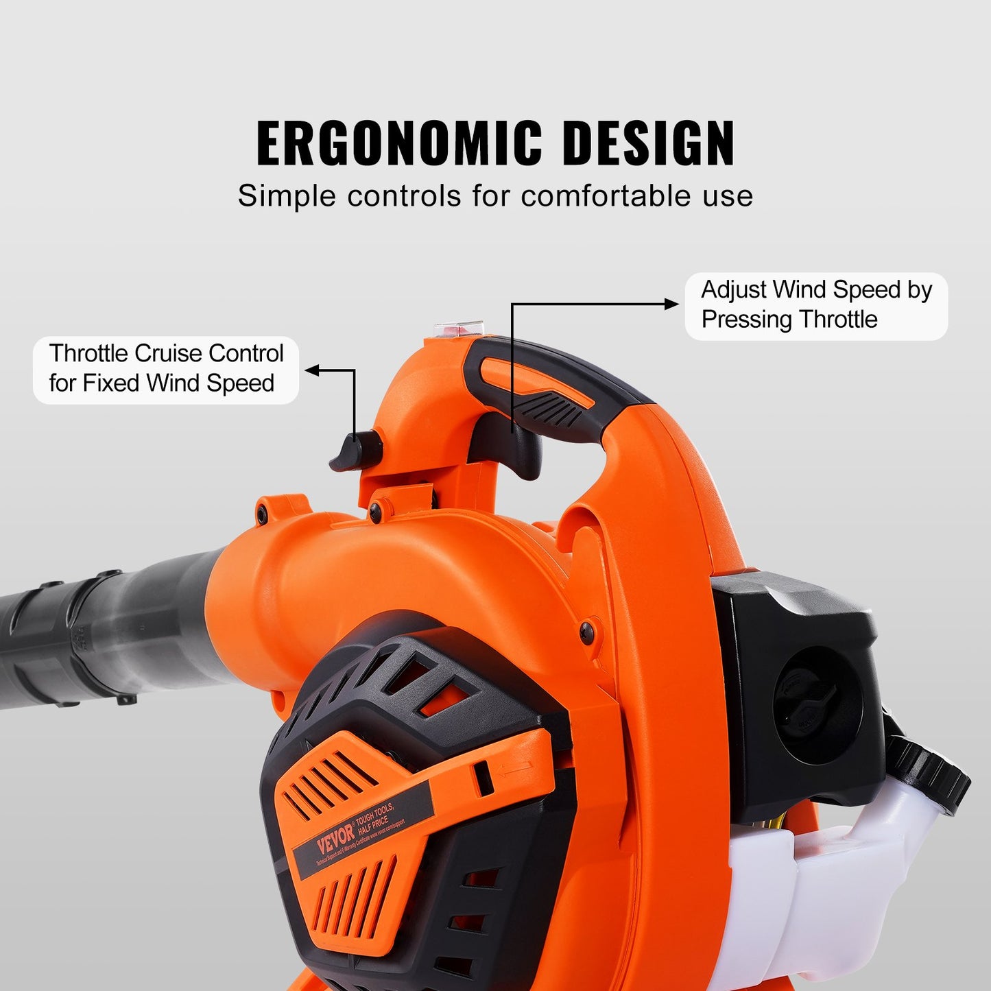 VEVOR Gas Leaf Blower, 26CC 2-Cycle Handheld Leaf Blower with A Fuel Tank, 2-in-1Gas-powered