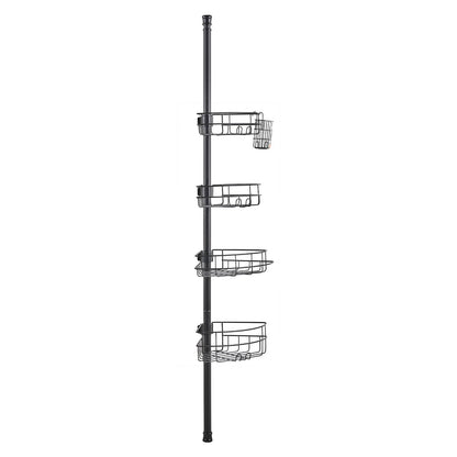 Shower Corner Caddy Tension Pole, 56" to 114" High, Multi-Functional Shower Tension Pole with Strong Load-Bearing Tray, Rust-Proof Easy-to-Install Tension Pole, Fit for Bathroom & Washroom