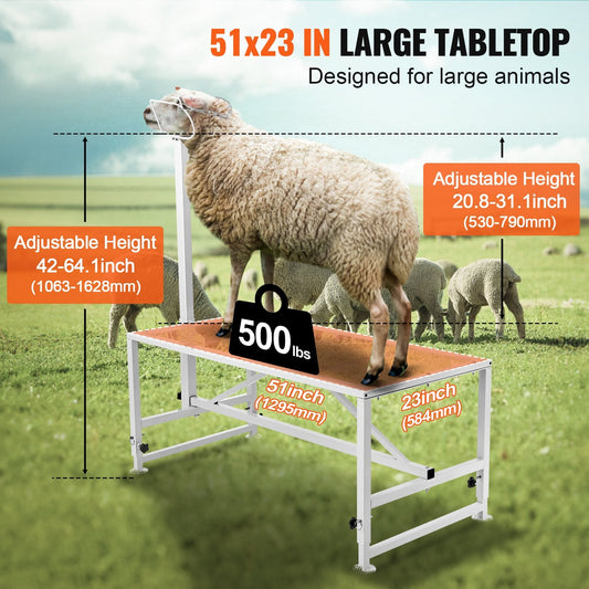 Adjustable Metal Livestock Milking and Shearing Stand, 130x58 cm, 227 kg Capacity