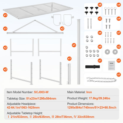 Adjustable Metal Livestock Milking and Shearing Stand, 130x58 cm, 227 kg Capacity