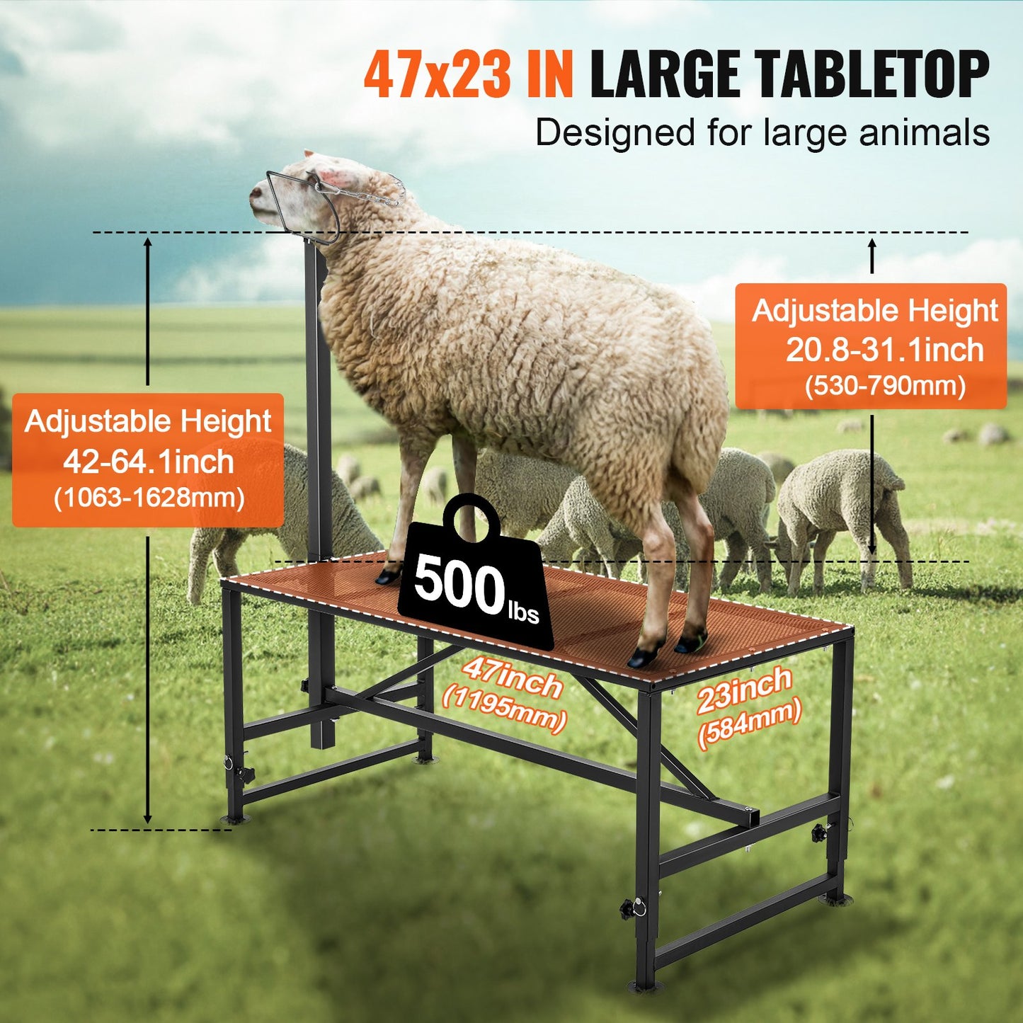 VEVOR Goat & Sheep Stand, 47x23 inch Livestock Stand, Metal Livestock Milking and