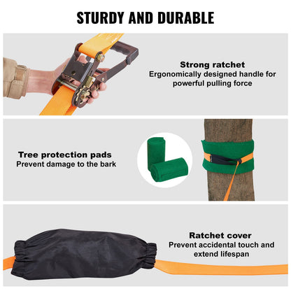 Complete 18.3m Slackline Kit with Training Line, Tree Protectors & Carry Bag