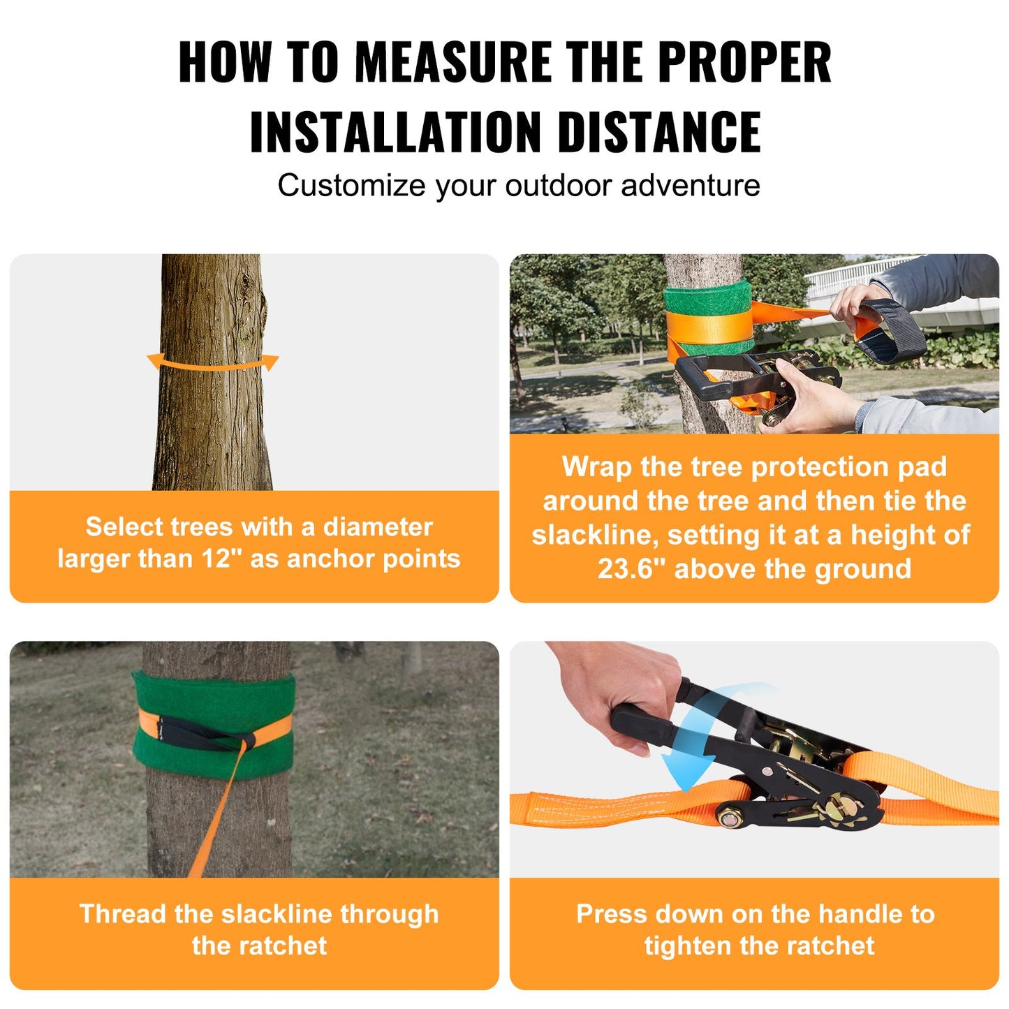 VEVOR Slackline Kit with Training Line, 18.3m Backyard Slack Line Equipment, Easy
