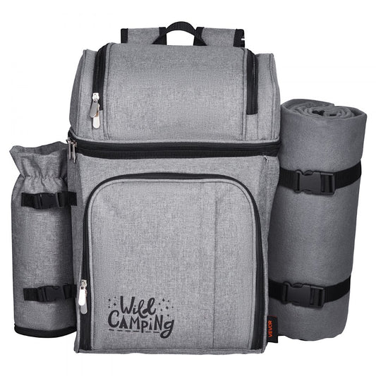 VEVOR Beach Picnic Backpack Bag for 4 Person with Cooler Compartment Grey