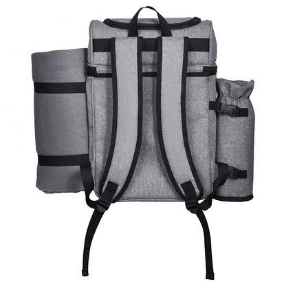 VEVOR Beach Picnic Backpack Bag for 4 Person with Cooler Compartment Grey