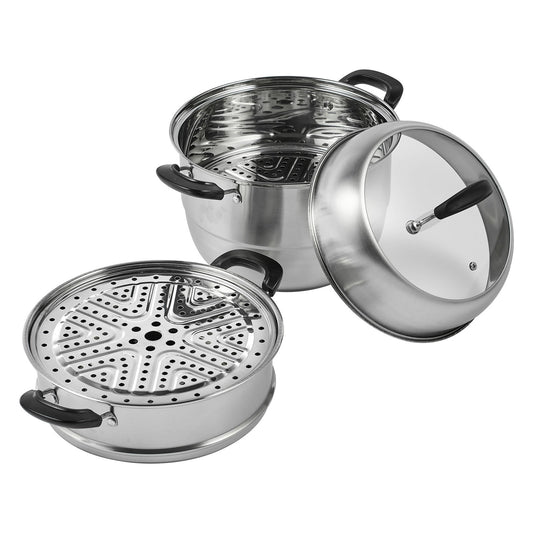 VEVOR Steamer Pot, 28cm Steamer Pot for Cooking with 8.5QT Stock Pot, Vegetable