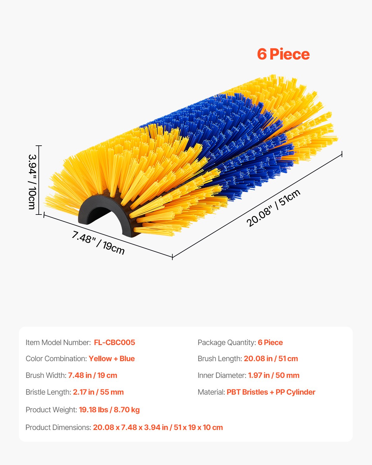 VEVOR Livestock Scratching Brush 6Pcs Itch Relief Horse Scratcher Brush 20 in