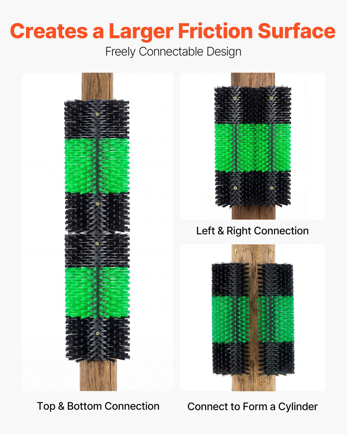 Livestock Scratching Brush, 1PC Goat Scratcher Brush Post with 4 Screws, 430 x 190 mm Cow Scratcher for Back Itch Relief, Massage Grooming Scratch Tool for Horse Cattle Sheep Pig, Green & Black