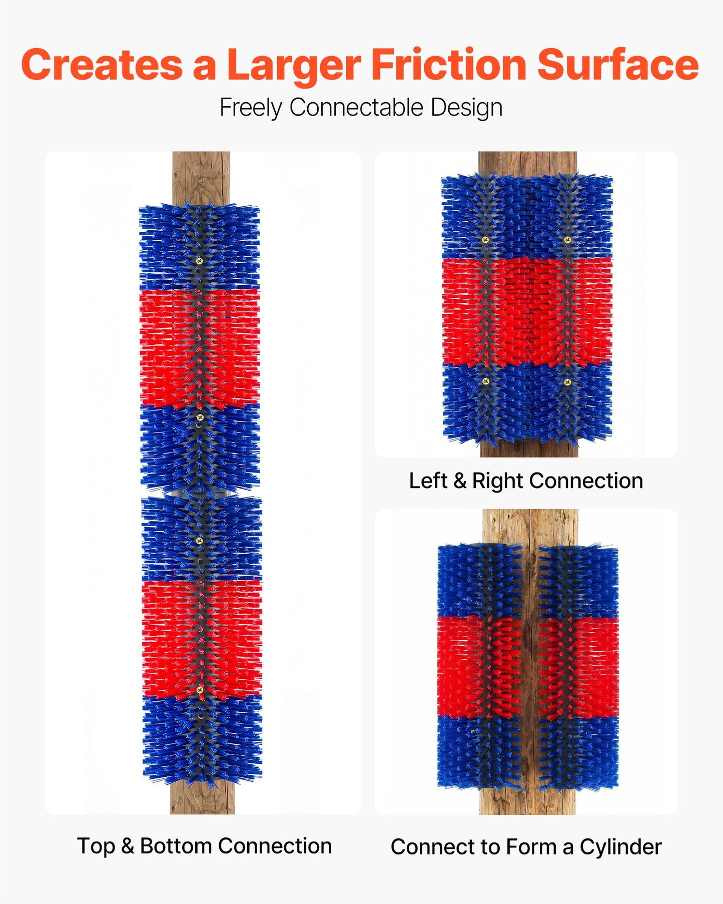 Livestock Scratching Brush, 2PCS Goat Scratcher Brush Post with 8 Screws, 430 x 190 mm Cow Scratcher for Back Itch Relief, Massage Grooming Scratch Tool for Horse Cattle Sheep Pig, Blue & Red