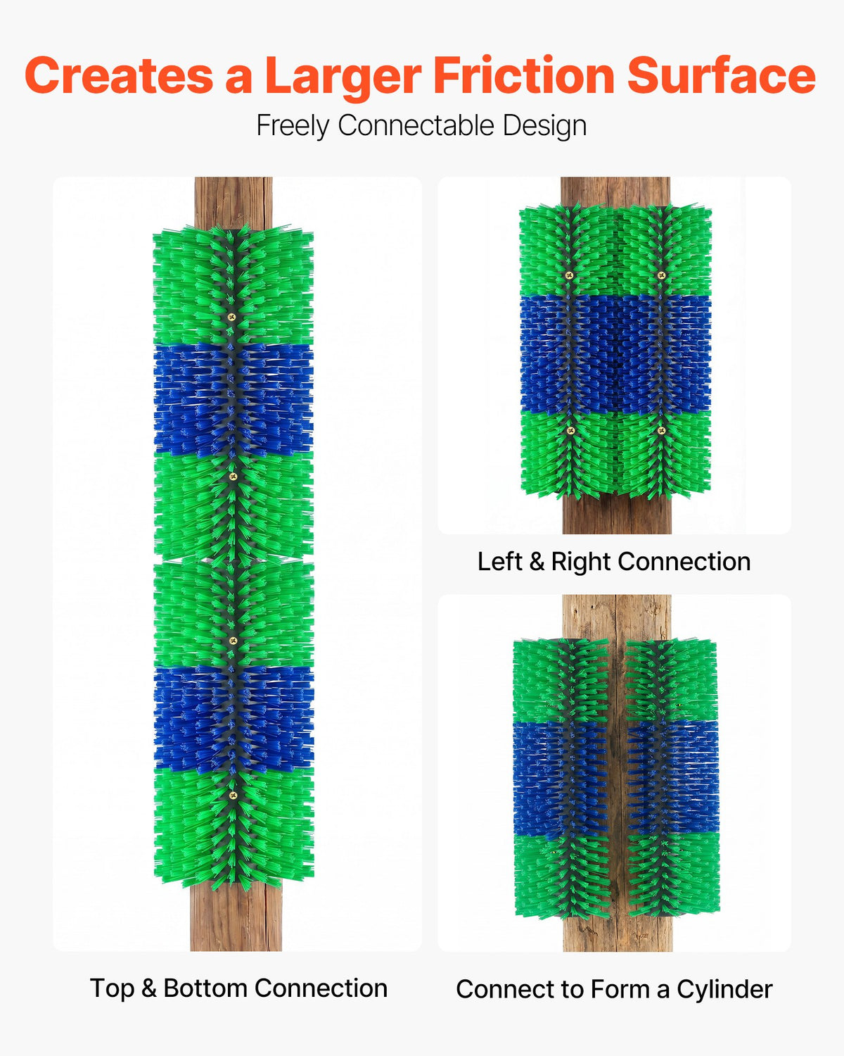 Livestock Scratching Brush, 1PC Goat Scratcher Brush Post with 4 Screws, 430 x 190 mm Cow Scratcher for Back Itch Relief, Massage Grooming Scratch Tool for Horse Cattle Sheep Pig, Green & Blue