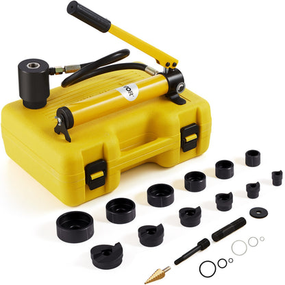 10 Ton Hydraulic Knockout Punch Kit with 6 Dies, 0.5 to 2 Meter Conduit Cutter