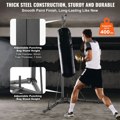 VEVOR Punching Bag Stand, Steel Heavy Duty Workout Training Equipment, Adjustable