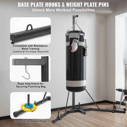 VEVOR Punching Bag Stand, Steel Heavy Duty Workout Training Equipment, Adjustable