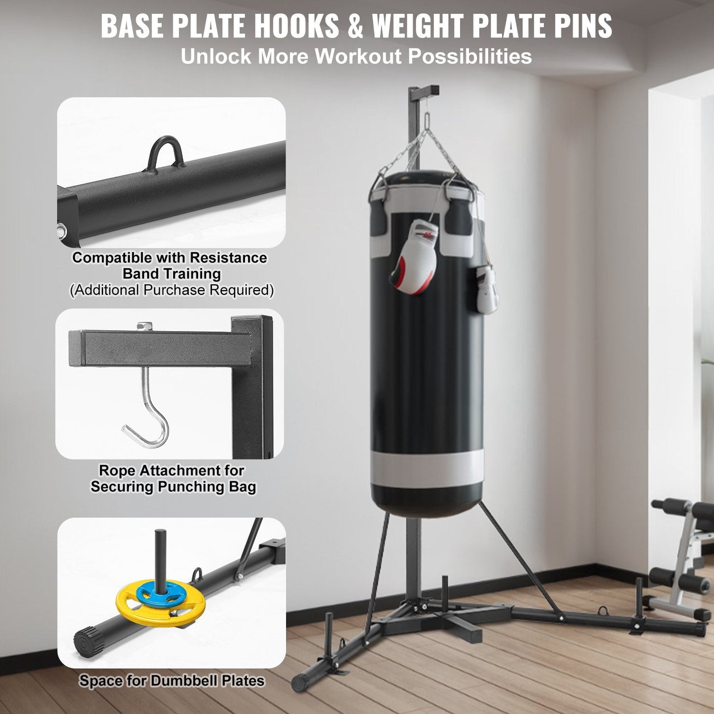 Adjustable Steel Punching Bag Stand with Weighted Base, 181 kg Capacity