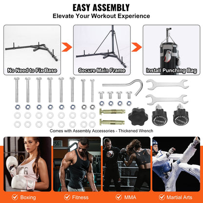 Adjustable Steel Punching Bag Stand with Weighted Base, 181 kg Capacity