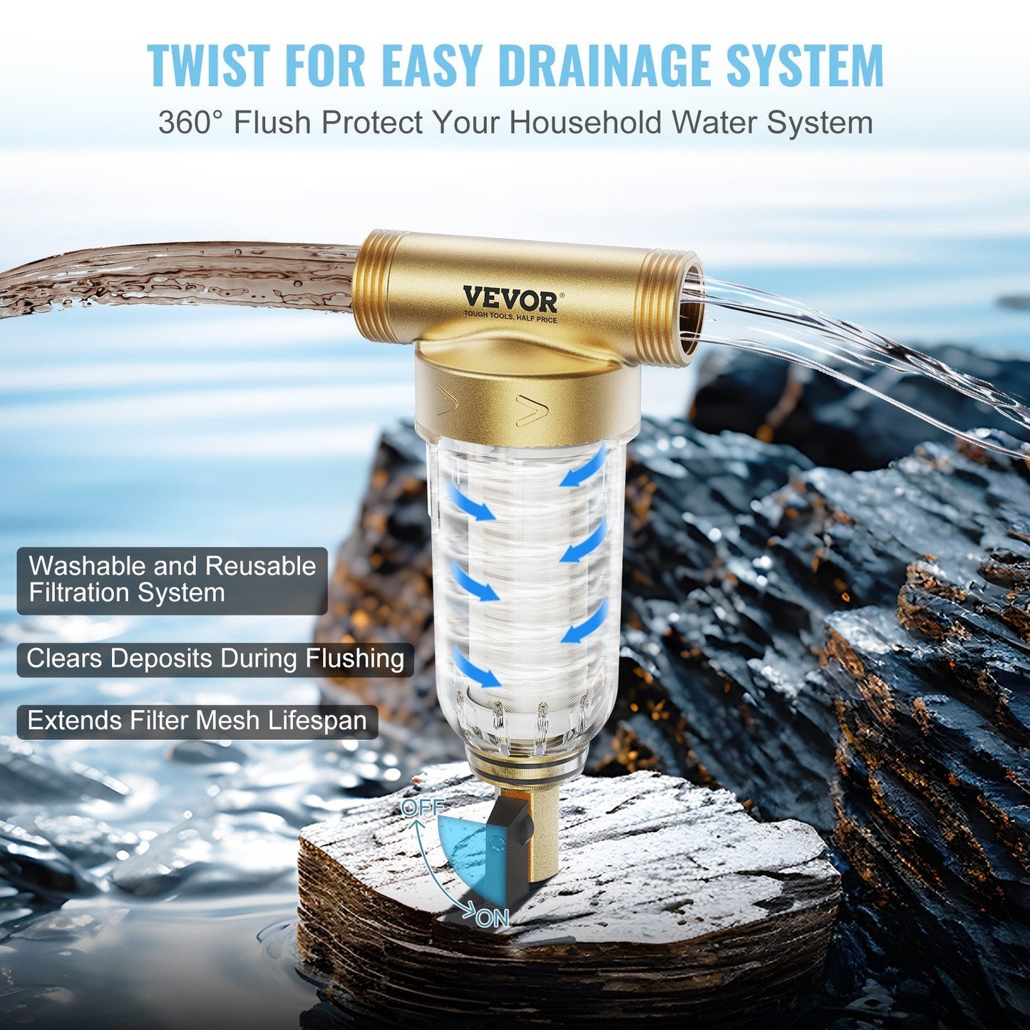 40 Micron Whole House Sediment Filter for Well Water, 0.97m x 0.66m x 1.98m