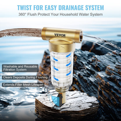 Whole House Water Filter, 40+30 Micron, 0.78 kg, 0.97 x 0.66 x 1.98 m, High Flow