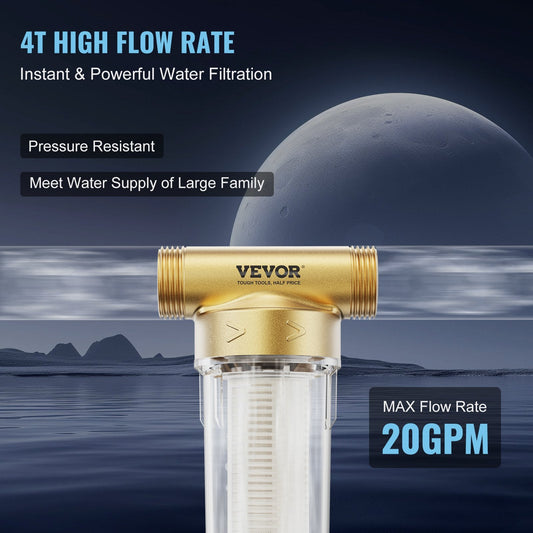 Whole House Water Filter, 40+30 Micron, 0.78 kg, 0.97 x 0.66 x 1.98 m, High Flow