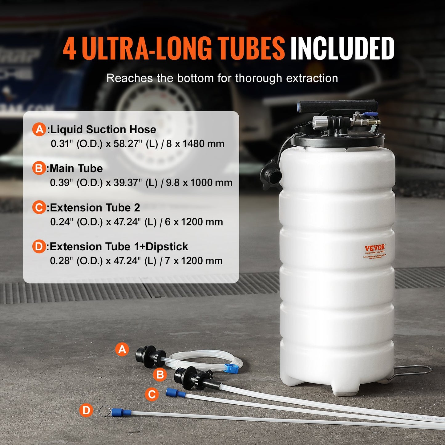 VEVOR Fluid Extractor, 15 Liters Capacity, Pneumatic/Manual Oil Changer Vacuum Fluid