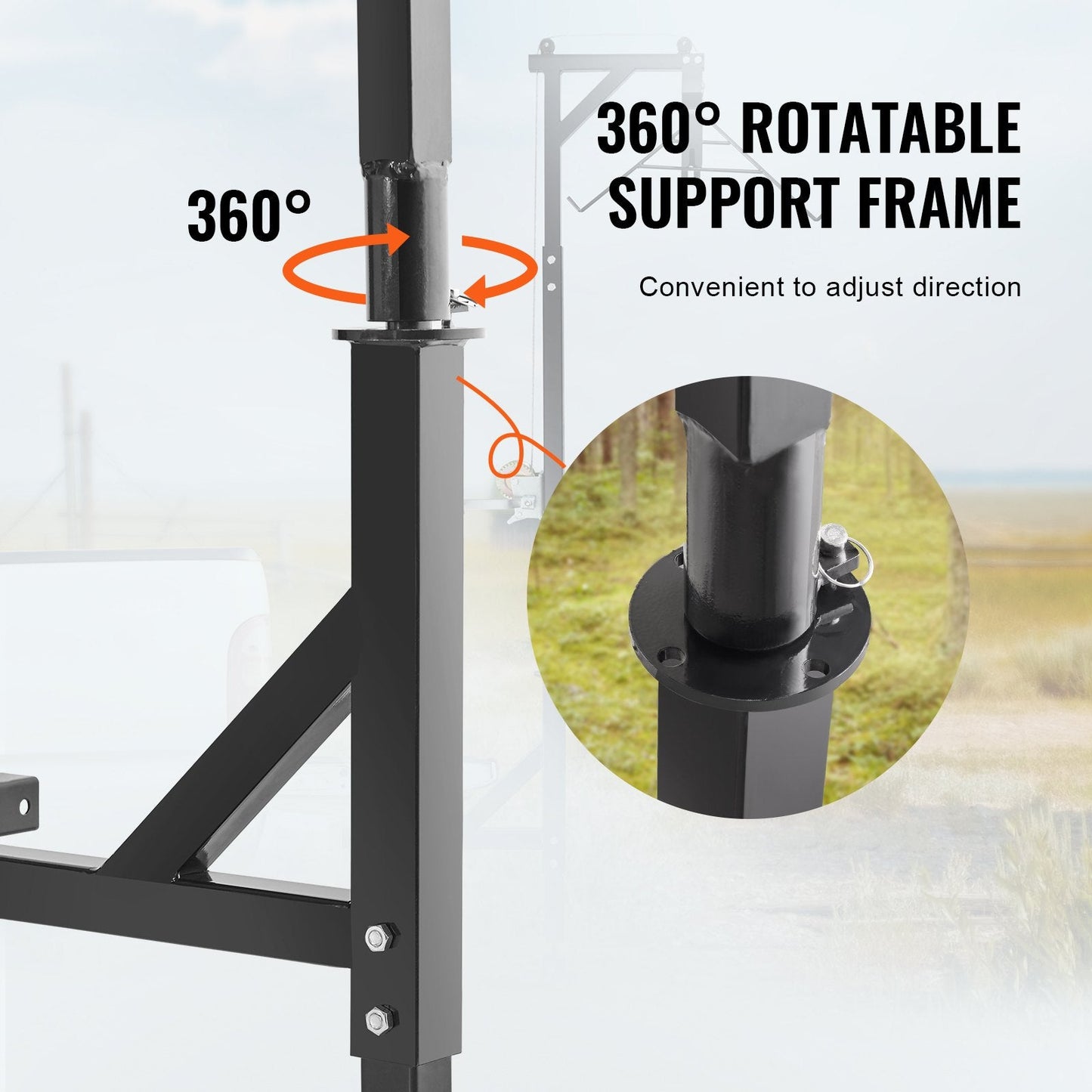 Hitch-Mounted Game Hoist with Winch, 181 kg Capacity, Adjustable & Swivel Function