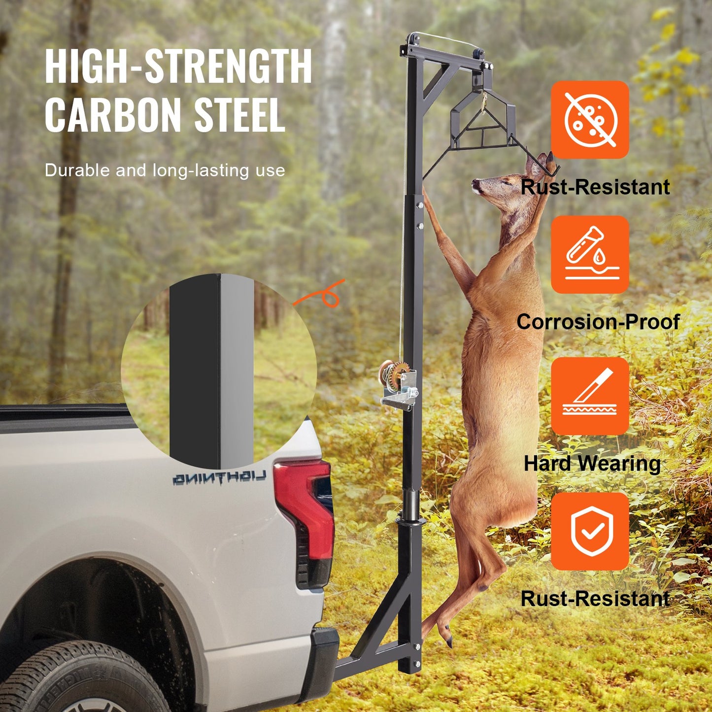 VEVOR Hitch Mounted Deer Hoist, 400 lbs Load Capacity, Hitch Game Hoist, Truck Hitch