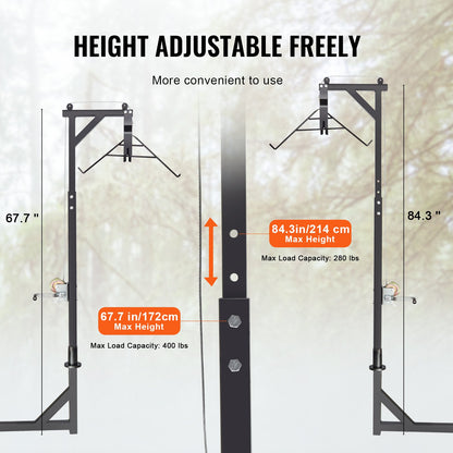 VEVOR Hitch Mounted Deer Hoist, 400 lbs Load Capacity, Hitch Game Hoist, Truck Hitch