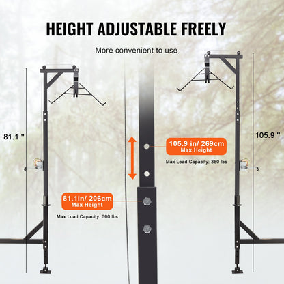 VEVOR Hitch Mounted Deer Hoist, 500 lbs Load Capacity, Hitch Game Hoist, Truck Hitch