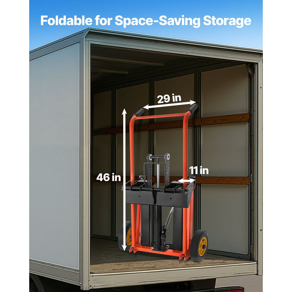 VEVOR Material Lift Winch Stacker 205 kg Pallet Truck Dolly 900 mm Lift