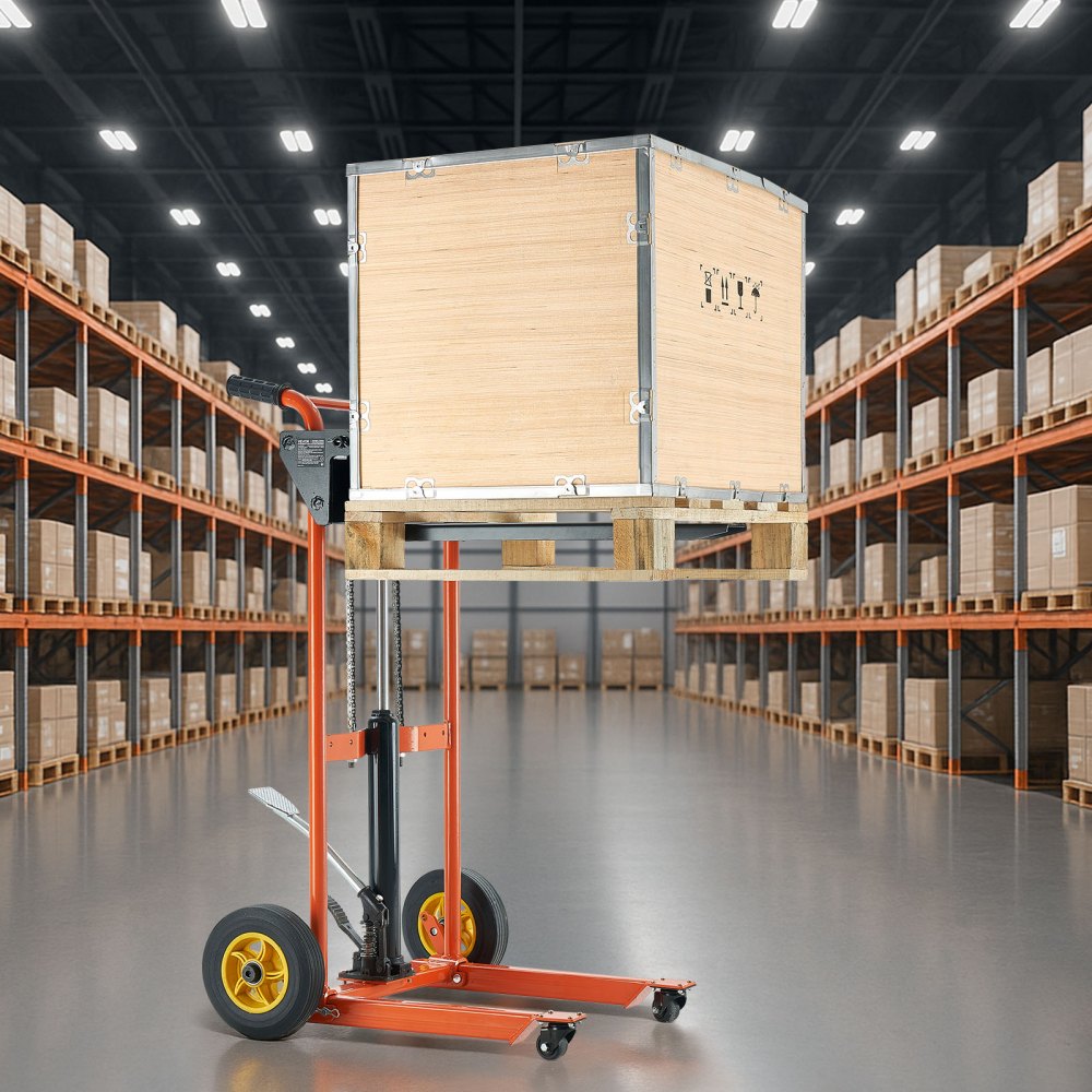 VEVOR Material Lift Winch Stacker 205 kg Pallet Truck Dolly 900 mm Lift