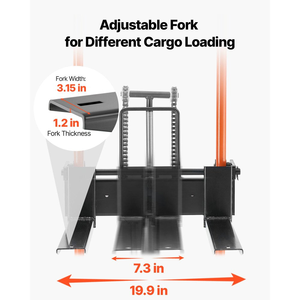 VEVOR Material Lift Winch Stacker 205 kg Pallet Truck Dolly 1000 mm Lift