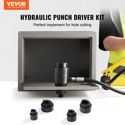 Hydraulic Knockout Punch Kit, 4 Sizes: 0.012m to 0.032m, Metal & Plastic Use