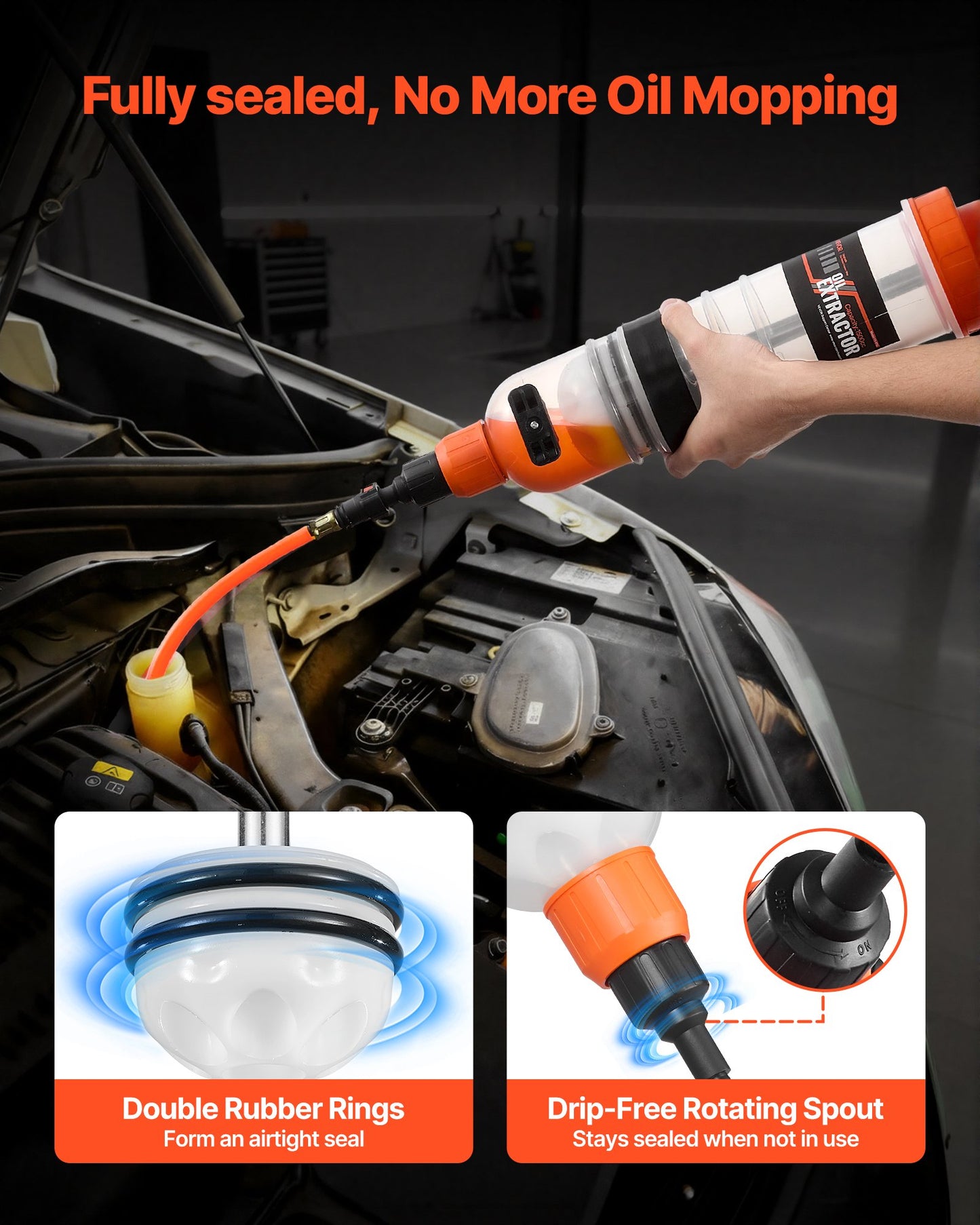 1.5 L Fluid Extractor, Manual Automotive Fluid Pump Extractor, Oil Syringe with Long Hose and Extension Tubes Easy Oil Change, Suction Pump for Lawn Mowers Cars Ships Golf Carts Motorcycles