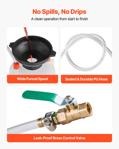 Transmission Fluid Pump, 3 L Capacity, Manual Fluid Transfer Pump with 120 cm Long Horse & HDPE Tank, Transmission Oil Pump with PTFE Tape, Manual Automotive Oil Filling System